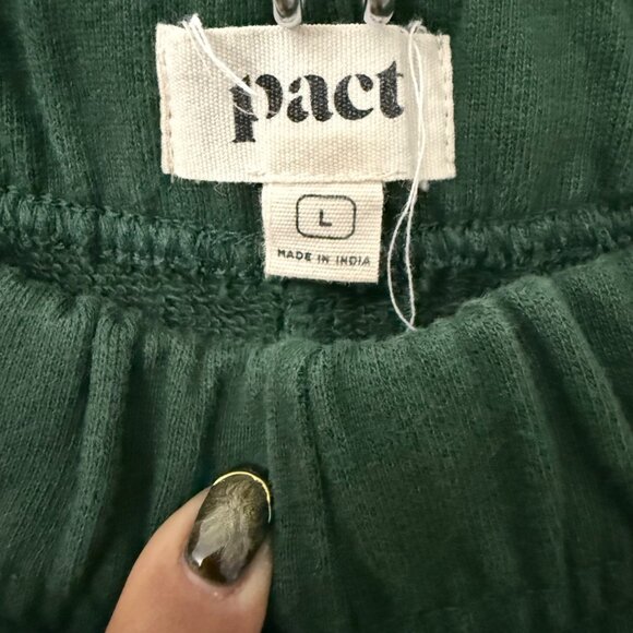 Pact Dark Green Cotton Tapered Sweatpant Jogger Pants Womens Large - Picture 2 of 5